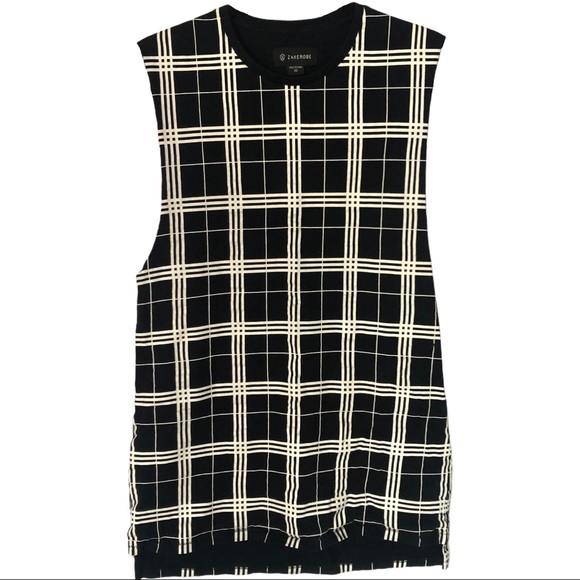Zanerobe Black and White Longline Plaid Tank Top - Picture 3 of 10
